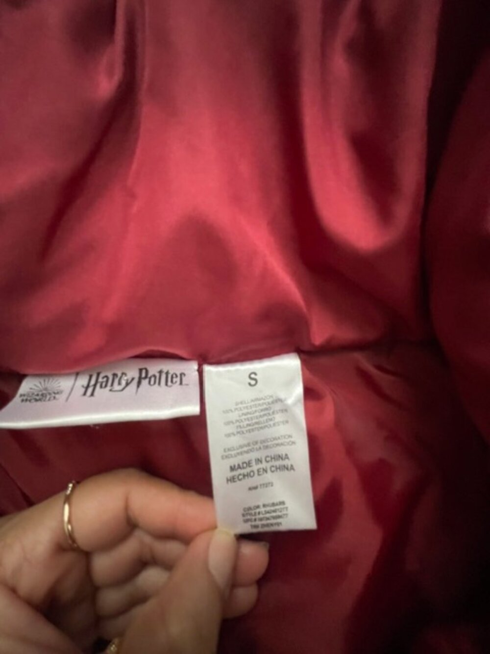Harry Potter Wizarding World Women's Puffer Jacket, Pink, Size S - Picture 4 of 9